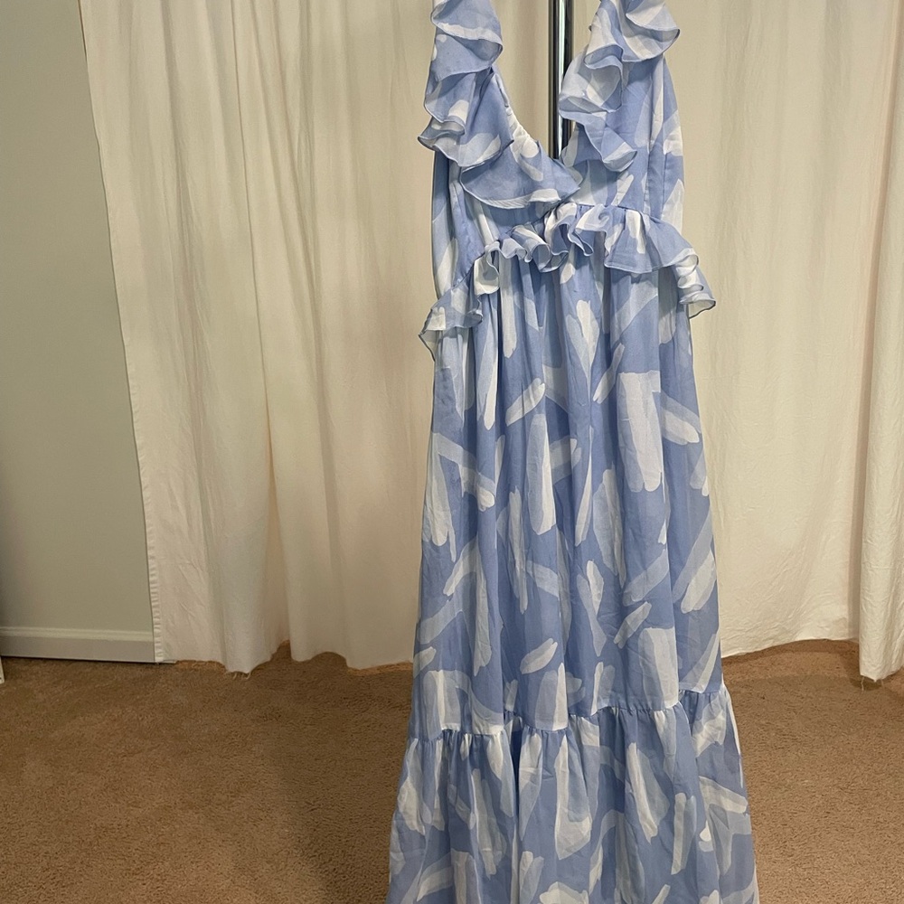 Abercrombie & Fitch Blue and White Maxi Dress - Picture 4 of 6